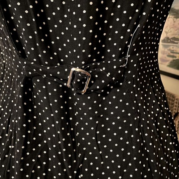 90s Vintage City Triangles Black and White Swiss Dot Sleeveless Wide Leg Cropped - Picture 5 of 7